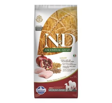 Farmina N&D dog LG light adult medium&maxi chicken,spelt,oats&pomegranate 12 kg