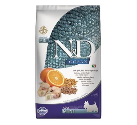 Farmina N&D dog OCEAN adult mini codfish, spelt, oats&orange 2,5 kg