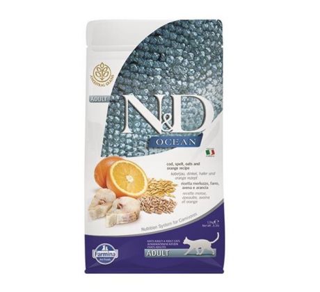 Farmina N&D cat OCEAN adult Codfish,spelt,oats&orange 1,5 kg