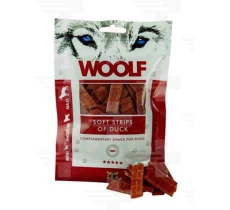 Pamlsok Woolf Dog Duck Soft Strips 100 g