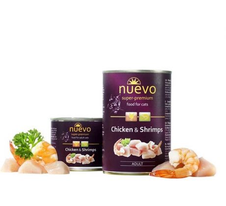 NUEVO cat Adult Chicken & Shrimps 200 g konzerva