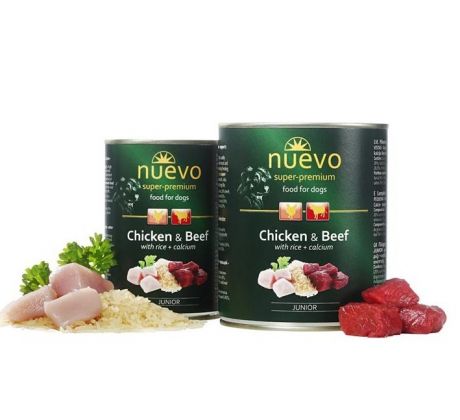 NUEVO dog Junior Chicken & Beef 400 g konzerva