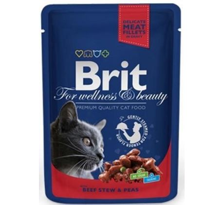 BRIT Premium cat Kapsička Adult Beef Stew & Peas 100 g