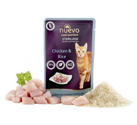 NUEVO cat Sterilized Chicken with Rice 85 g kapsičky