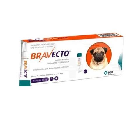 Bravecto Dog S 250 mg spot-on roztok pre malé psy ( od 4,5 do 10 kg ) 1 x 0,89 ml