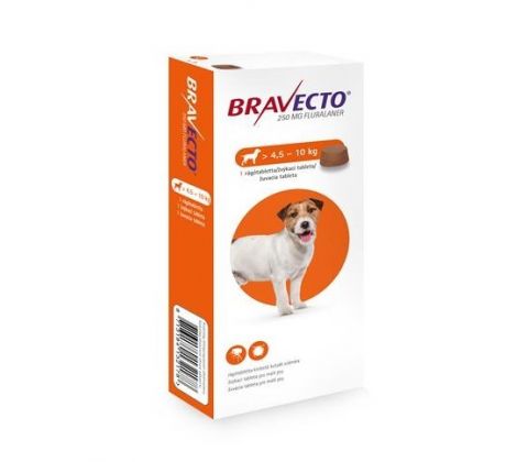 Bravecto Dog S 250 mg žuvacie tablety pre malé psy ( od 4,5 do 10 kg ) 1 x 1 tbl.