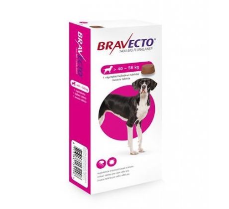 Bravecto žuvacie tablety XL 40-56 kg 1400 mg 1 x 1 tbl x 1 tbl.