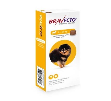 Bravecto Dog XS 112,5 mg žuvacie tablety pre veľmi malé psy ( od 2 do 4,5 kg ) 1 x 1 tbl.